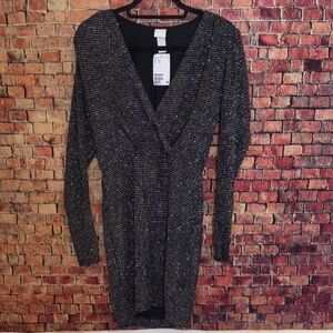 H&M Black Sparkle Long Sleeve Dress